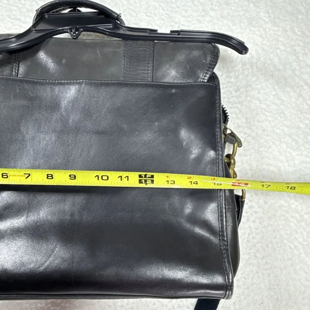 (B7) Tumi Dakota Briefcase Mens Large Black Leather Satchel Messenger Bag